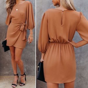 VICI 🤎 MY HONEY TIE DRESS - CAMEL - M